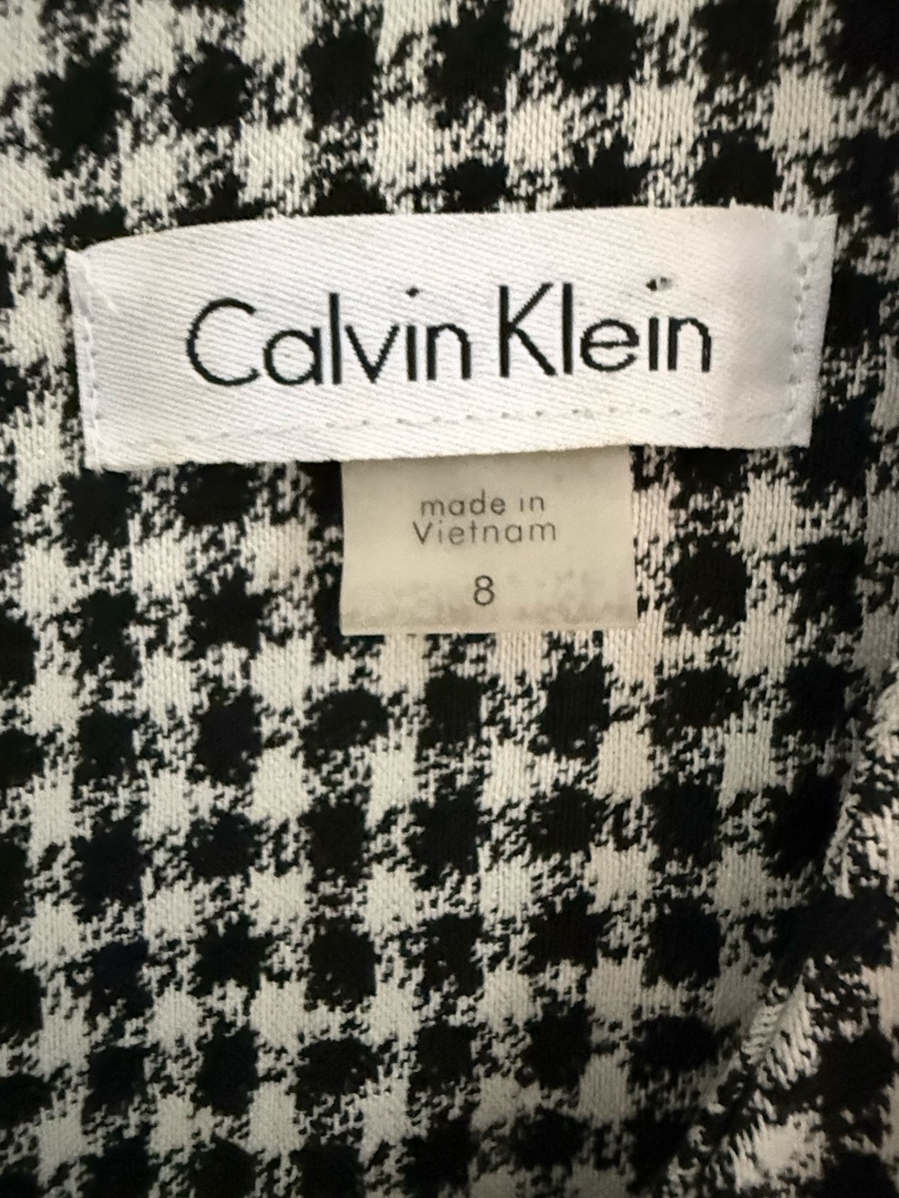 Calvin Klein Black & White Houndstooth Midi Sheath Dress Size 8 - Picture 4 of 9